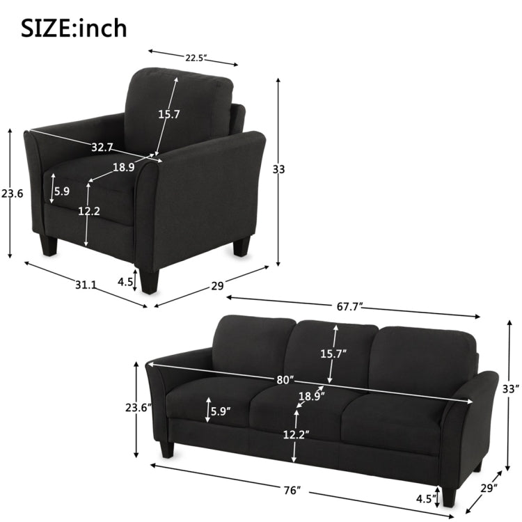 [US Warehouse] Single+Three-seat Sofa, Size: 31.1x29x33 inch, 76x29x33 inch