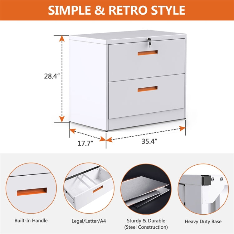 [US Warehouse] Metal Horizontal File Cabinet with Lock, Size: 35.4x28.4x17.7 inch