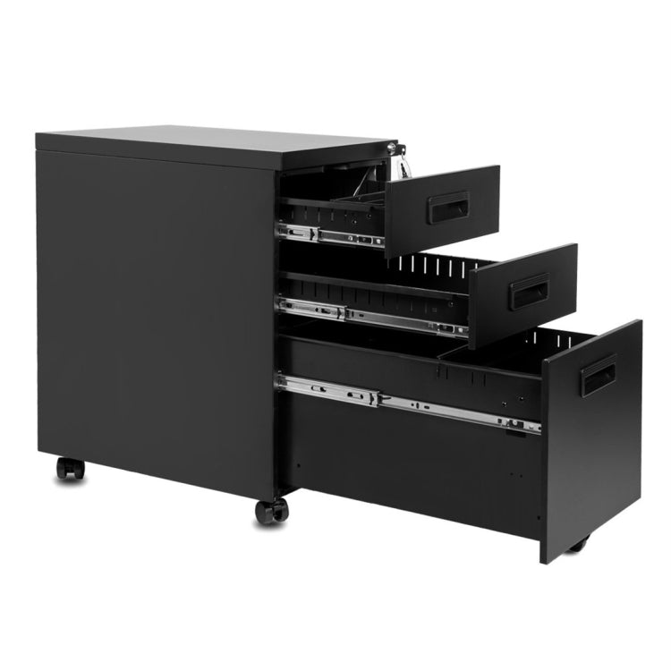 [US Warehouse] Mobile Metal Filing Cabinet with Three Drawers And Lock, Size: 15.5x20.5x24.5 inch