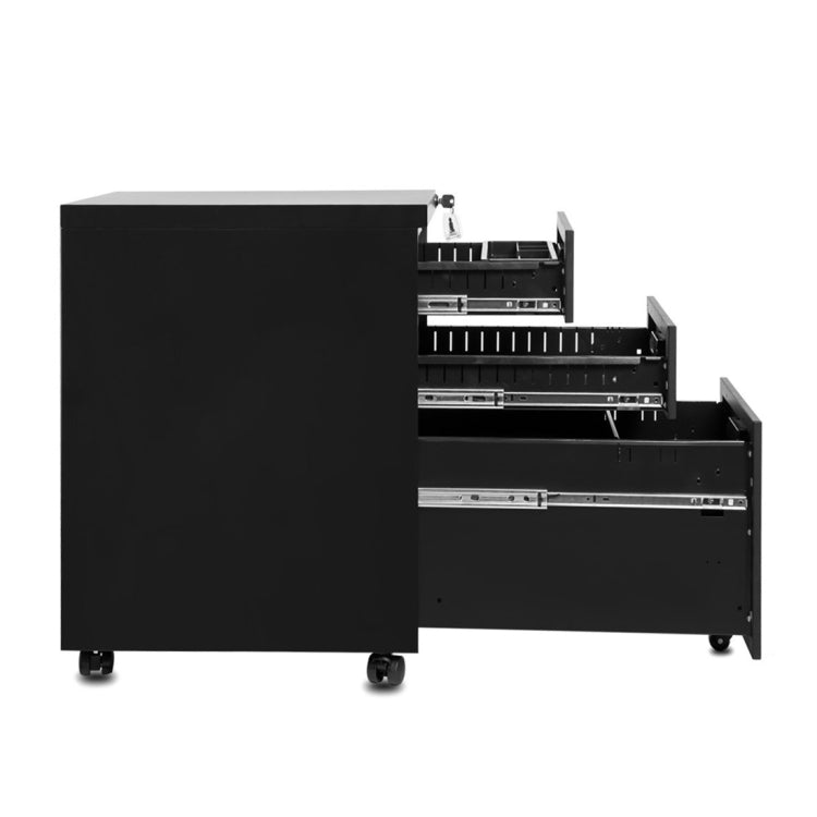 [US Warehouse] Mobile Metal Filing Cabinet with Three Drawers And Lock, Size: 15.5x20.5x24.5 inch