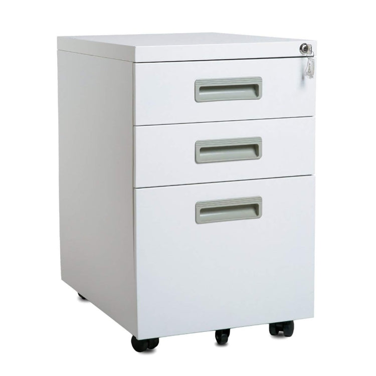 [US Warehouse] Mobile Metal Filing Cabinet with Three Drawers And Lock, Size: 15.5x20.5x24.5 inch