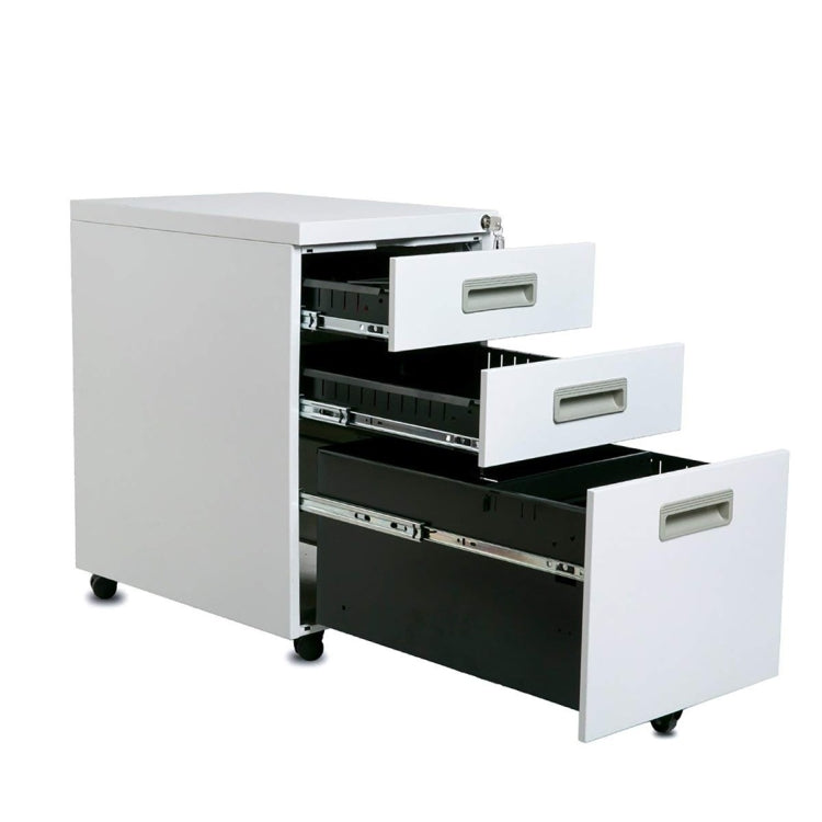 [US Warehouse] Mobile Metal Filing Cabinet with Three Drawers And Lock, Size: 15.5x20.5x24.5 inch