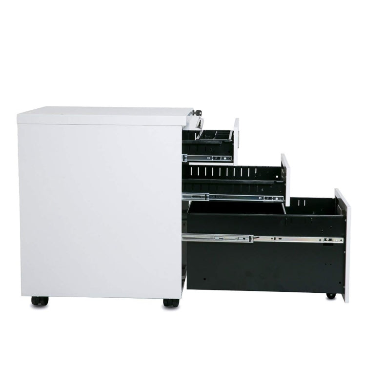 [US Warehouse] Mobile Metal Filing Cabinet with Three Drawers And Lock, Size: 15.5x20.5x24.5 inch