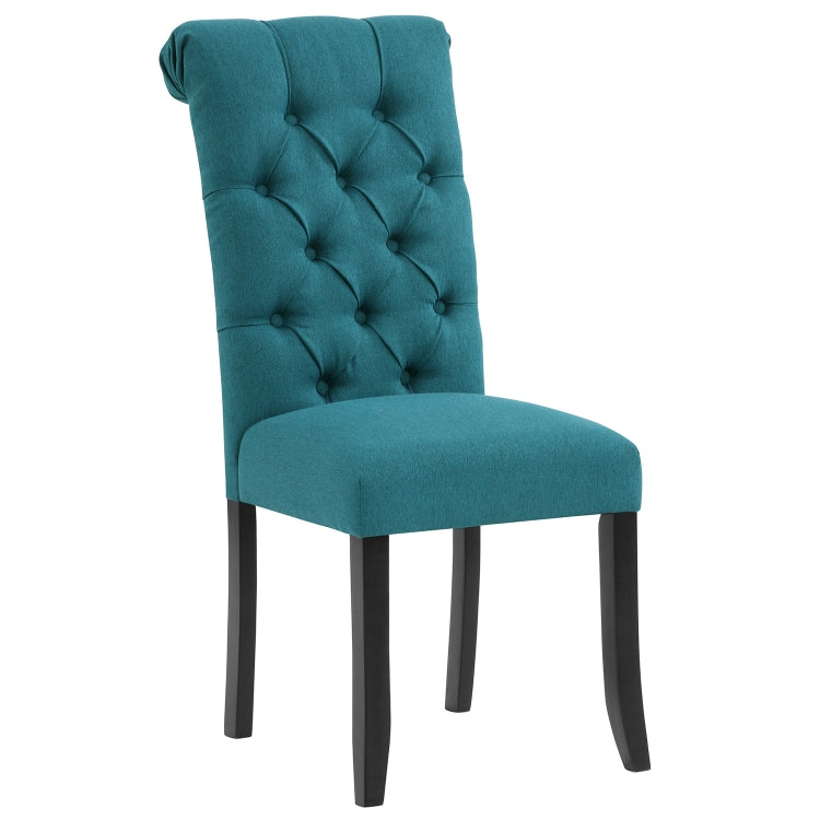[US Warehouse] 2 PCS Solid Wood Foot Linen Upholstered Dining Chair, Size: 41x18x21 inch(Navy Blue)