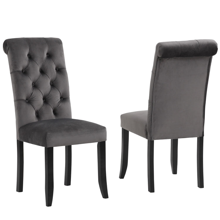[US Warehouse] 2 PCS Solid Wood Foot Linen Upholstered Dining Chair, Size: 41x18x21 inch(Dark Grey)