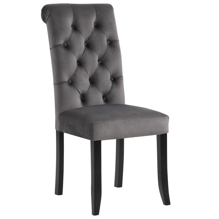 [US Warehouse] 2 PCS Solid Wood Foot Linen Upholstered Dining Chair, Size: 41x18x21 inch(Dark Grey)