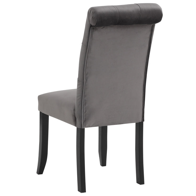 [US Warehouse] 2 PCS Solid Wood Foot Linen Upholstered Dining Chair, Size: 41x18x21 inch(Dark Grey)