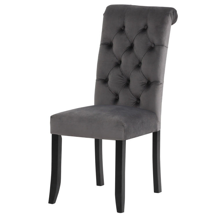 [US Warehouse] 2 PCS Solid Wood Foot Linen Upholstered Dining Chair, Size: 41x18x21 inch(Dark Grey)
