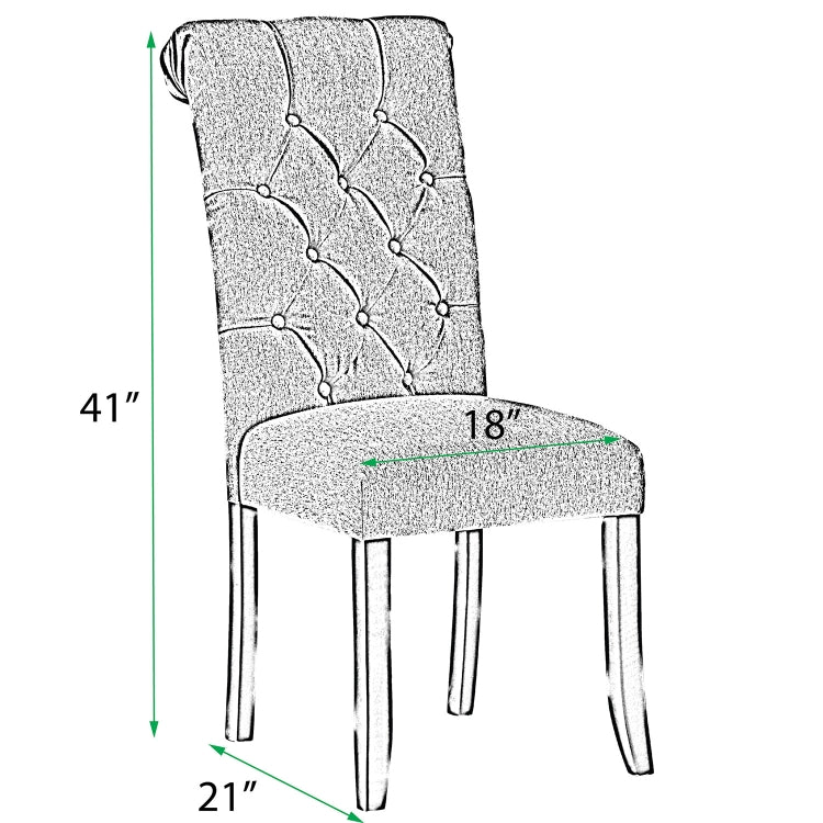[US Warehouse] 2 PCS Solid Wood Foot Linen Upholstered Dining Chair, Size: 41x18x21 inch(Dark Grey)