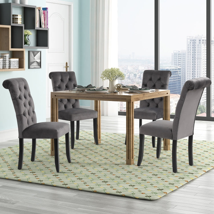 [US Warehouse] 2 PCS Solid Wood Foot Linen Upholstered Dining Chair, Size: 41x18x21 inch(Dark Grey)
