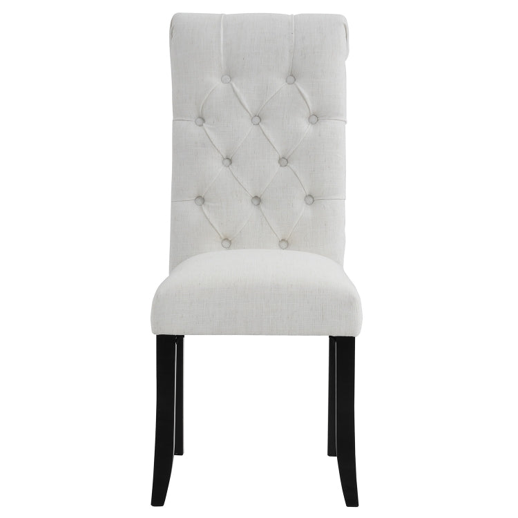 [US Warehouse] 2 PCS Solid Wood Foot Linen Upholstered Dining Chair, Size: 41x18x21 inch(Beige)