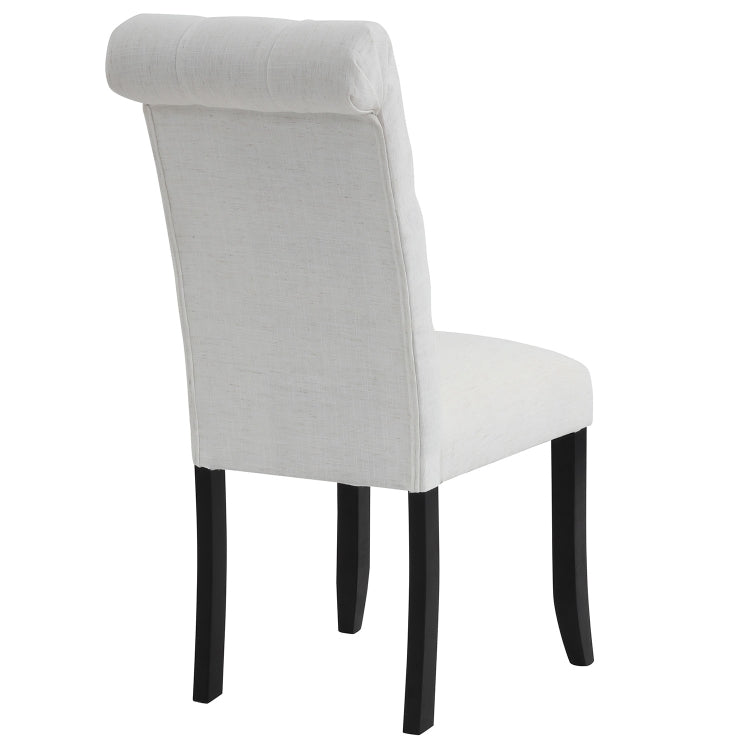 [US Warehouse] 2 PCS Solid Wood Foot Linen Upholstered Dining Chair, Size: 41x18x21 inch(Beige)