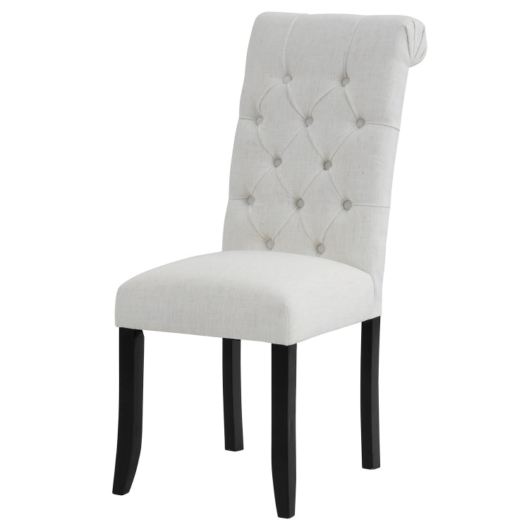 [US Warehouse] 2 PCS Solid Wood Foot Linen Upholstered Dining Chair, Size: 41x18x21 inch(Beige)