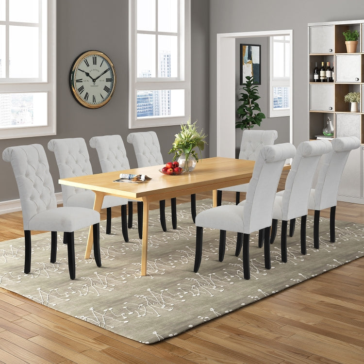 [US Warehouse] 2 PCS Solid Wood Foot Linen Upholstered Dining Chair, Size: 41x18x21 inch(Beige)