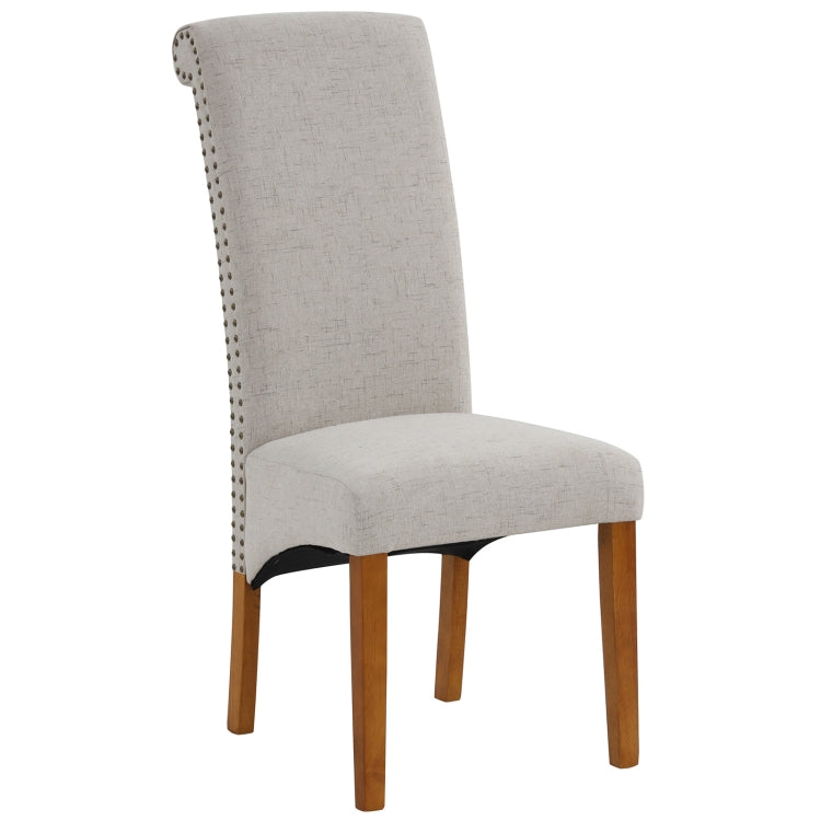 [US Warehouse] 2 PCS Solid Wood Foot Linen Upholstered Dining Chair, Size: 42.7x18.7x25 inch(Beige)