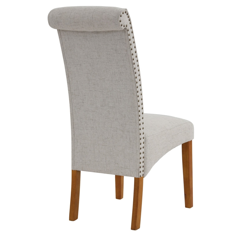 [US Warehouse] 2 PCS Solid Wood Foot Linen Upholstered Dining Chair, Size: 42.7x18.7x25 inch(Beige)