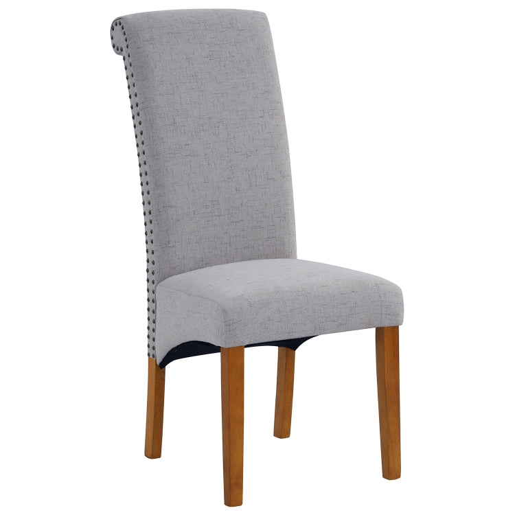 [US Warehouse] 2 PCS Solid Wood Foot Linen Upholstered Dining Chair, Size: 42.7x18.7x25 inch(Light Grey)