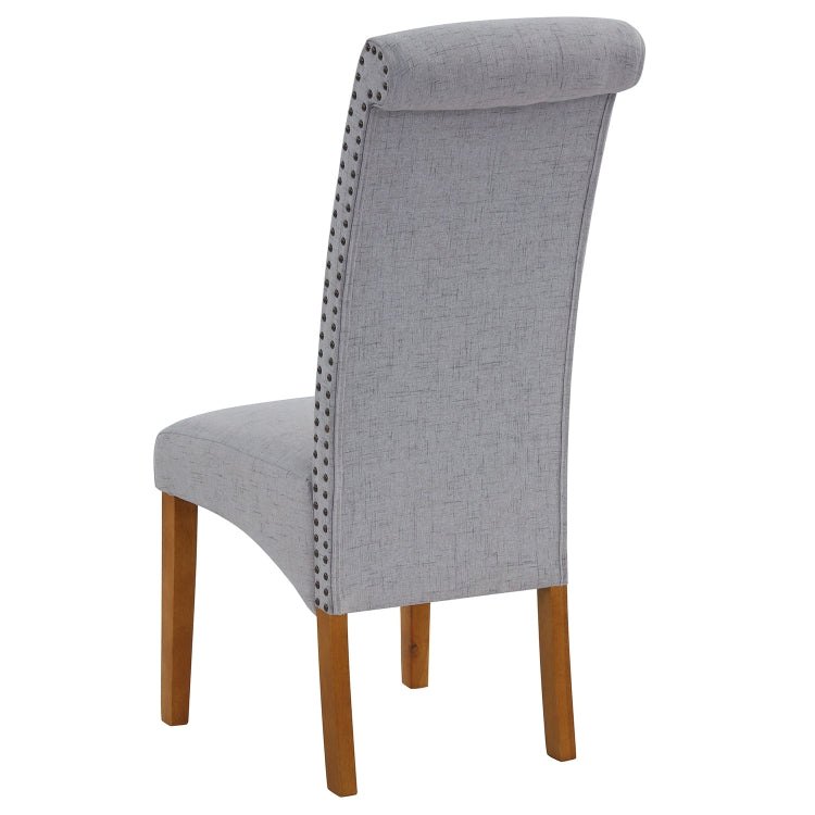[US Warehouse] 2 PCS Solid Wood Foot Linen Upholstered Dining Chair, Size: 42.7x18.7x25 inch(Light Grey)