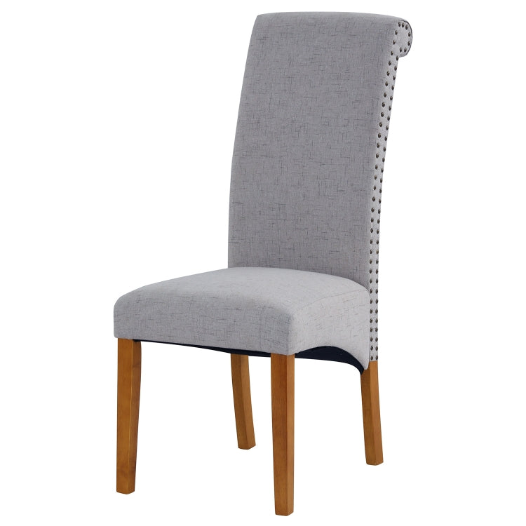 [US Warehouse] 2 PCS Solid Wood Foot Linen Upholstered Dining Chair, Size: 42.7x18.7x25 inch(Light Grey)
