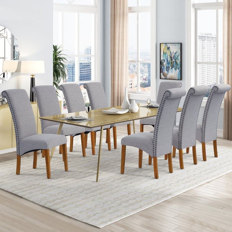 [US Warehouse] 2 PCS Solid Wood Foot Linen Upholstered Dining Chair, Size: 42.7x18.7x25 inch(Light Grey)