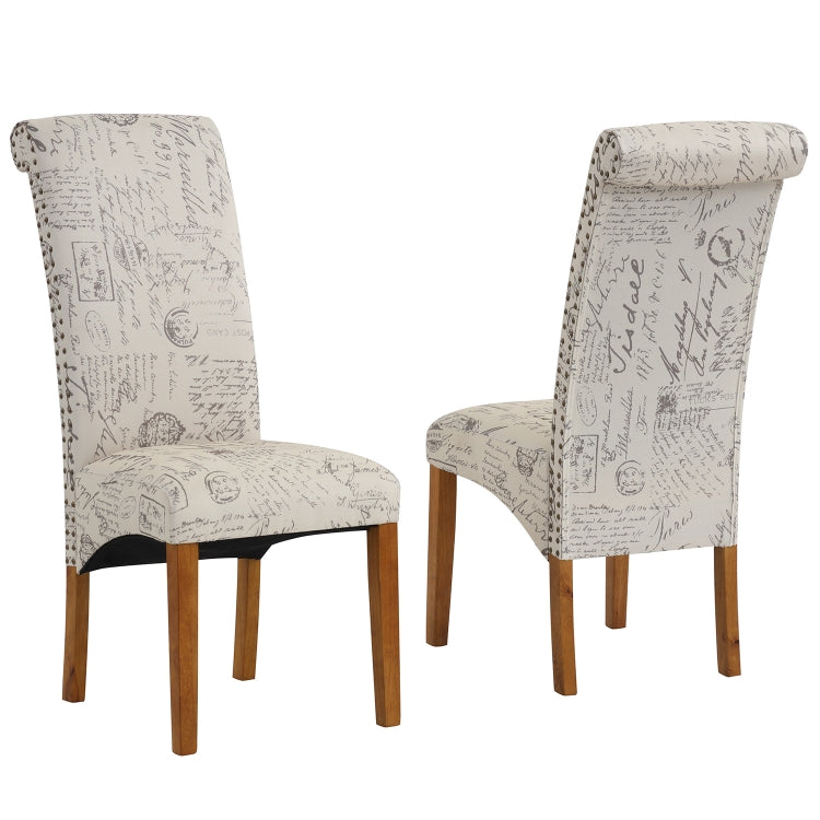 [US Warehouse] 2 PCS Solid Wood Foot Linen Upholstered Dining Chair, Size: 42.7x18.7x25 inch(Word)