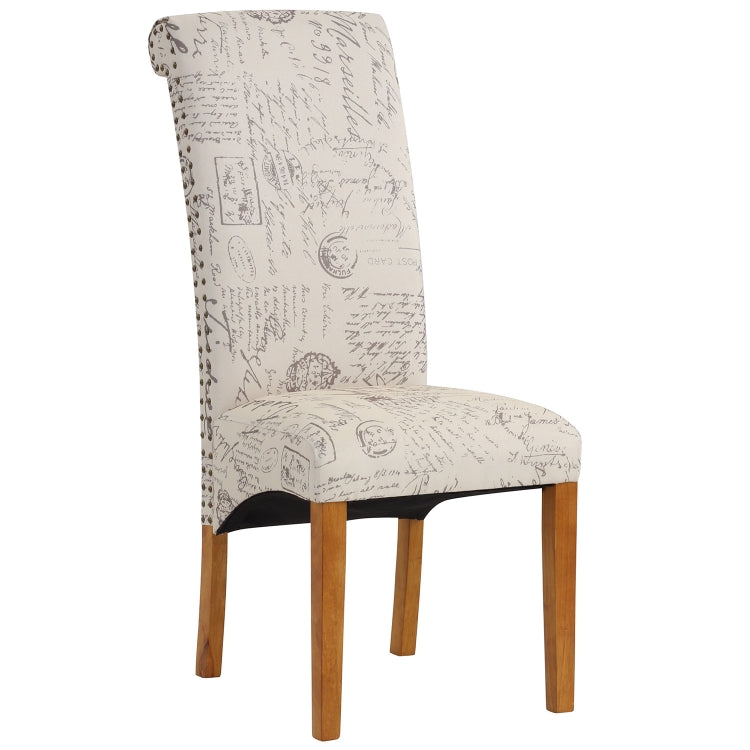 [US Warehouse] 2 PCS Solid Wood Foot Linen Upholstered Dining Chair, Size: 42.7x18.7x25 inch(Word)