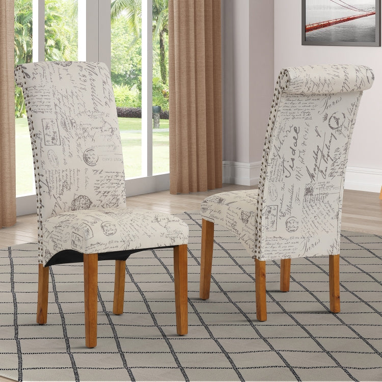[US Warehouse] 2 PCS Solid Wood Foot Linen Upholstered Dining Chair, Size: 42.7x18.7x25 inch(Word)