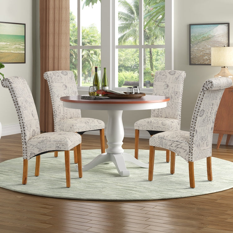 [US Warehouse] 2 PCS Solid Wood Foot Linen Upholstered Dining Chair, Size: 42.7x18.7x25 inch(Word)