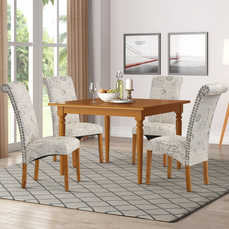 [US Warehouse] 2 PCS Solid Wood Foot Linen Upholstered Dining Chair, Size: 42.7x18.7x25 inch(Word)