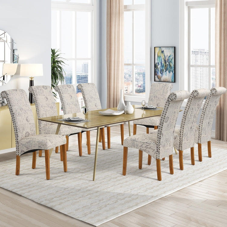 [US Warehouse] 2 PCS Solid Wood Foot Linen Upholstered Dining Chair, Size: 42.7x18.7x25 inch(Word)