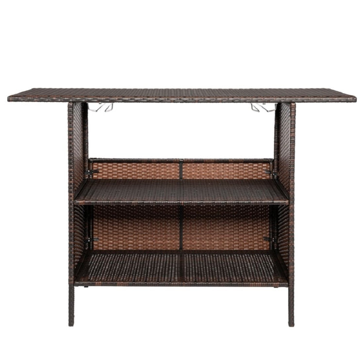 [US Warehouse] PE Rattan Iron PVC Bar Table with Cup Holder, Size: 140x47x92cm