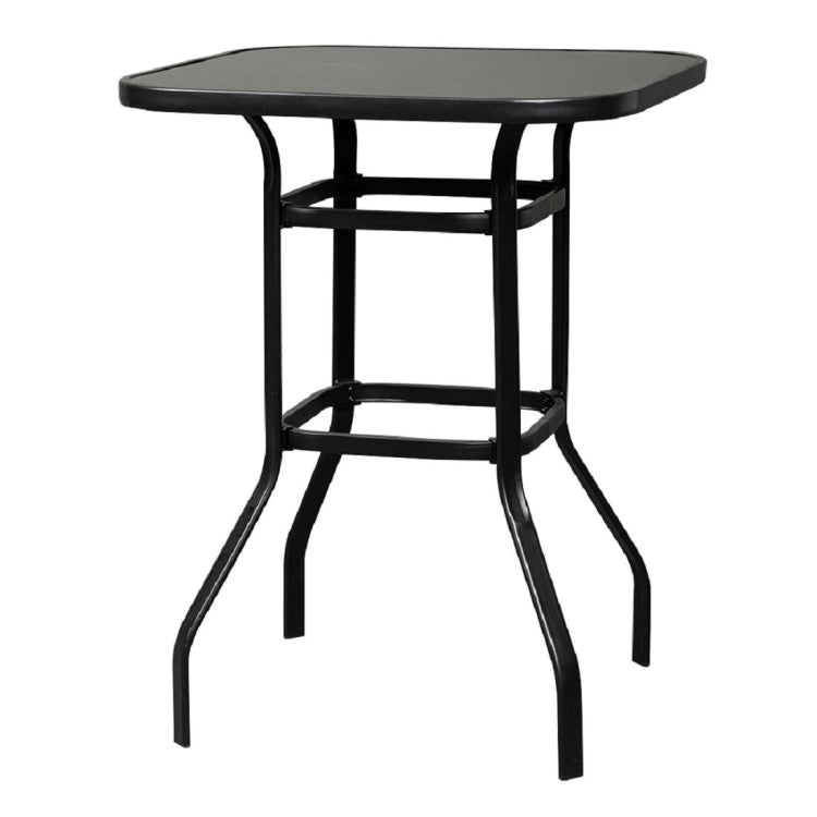 [US Warehouse] Wrought Iron Glass High Bar Table, Size: 80x80x101cm