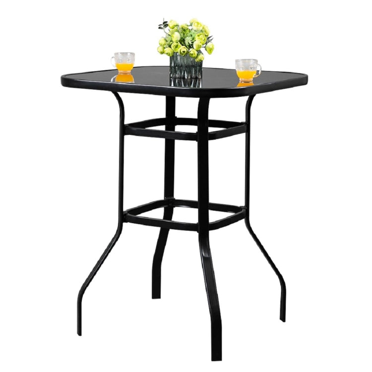 [US Warehouse] Wrought Iron Glass High Bar Table, Size: 80x80x101cm