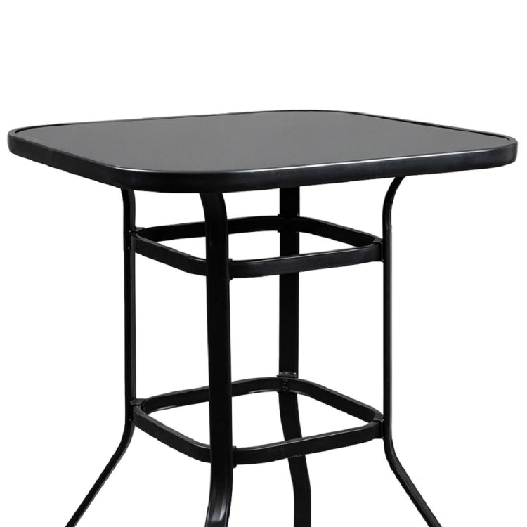 [US Warehouse] Wrought Iron Glass High Bar Table, Size: 80x80x101cm