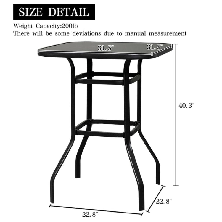 [US Warehouse] Wrought Iron Glass High Bar Table, Size: 80x80x101cm