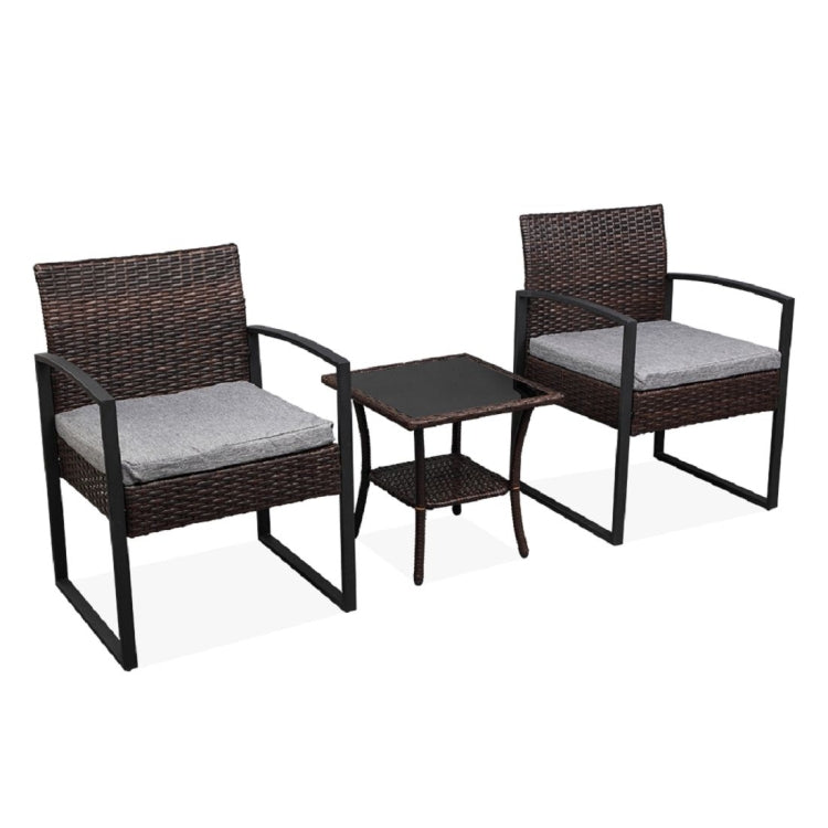 [US Warehouse] 3 in 1 Rattan Mini Leisure Set with Double-layer Coffee Table, Size: 62x58x41cm