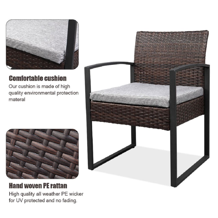 [US Warehouse] 3 in 1 Rattan Mini Leisure Set with Double-layer Coffee Table, Size: 62x58x41cm