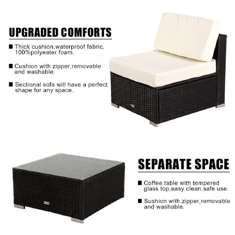 [US Warehouse] 7 in 1 Outdoor Rattan Pedal Sofa Combination