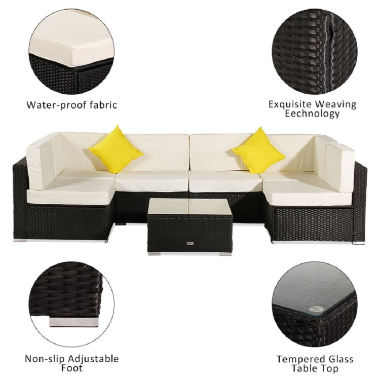 [US Warehouse] 7 in 1 Outdoor Rattan Pedal Sofa Combination