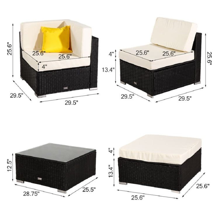 [US Warehouse] 7 in 1 Outdoor Rattan Pedal Sofa Combination
