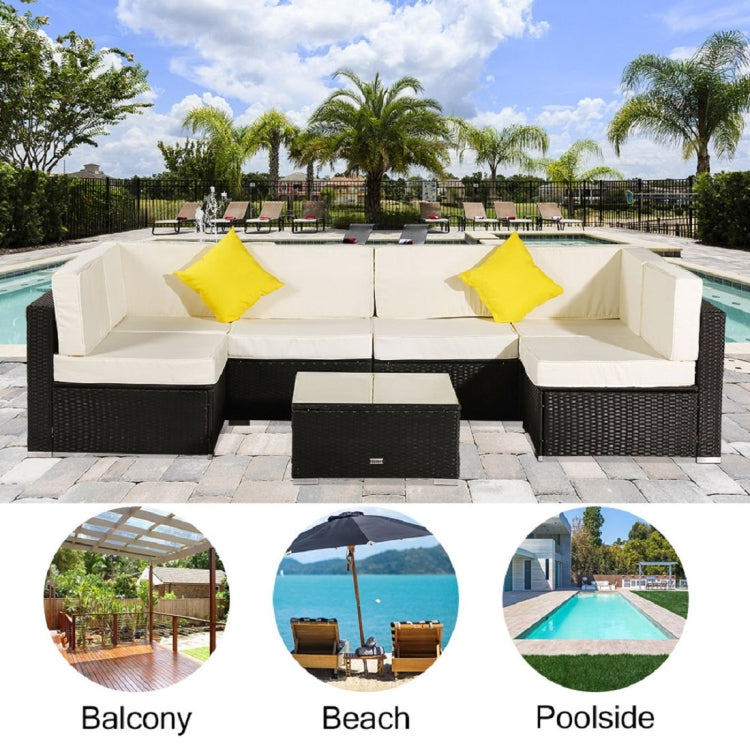 [US Warehouse] 7 in 1 Outdoor Rattan Pedal Sofa Combination