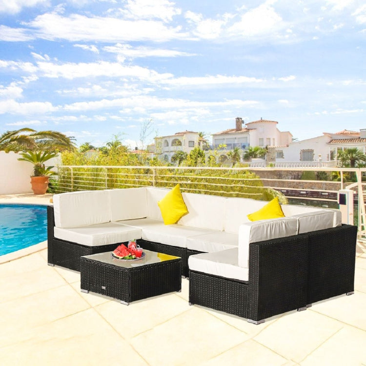 [US Warehouse] 7 in 1 Outdoor Rattan Pedal Sofa Combination
