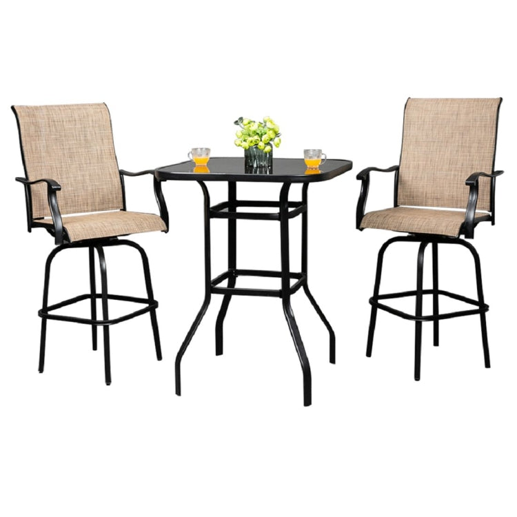 [US Warehouse] 2 PCS Wrought Iron 360 Degree Rotating Bar Chair, Size: 59x67x130.5cm