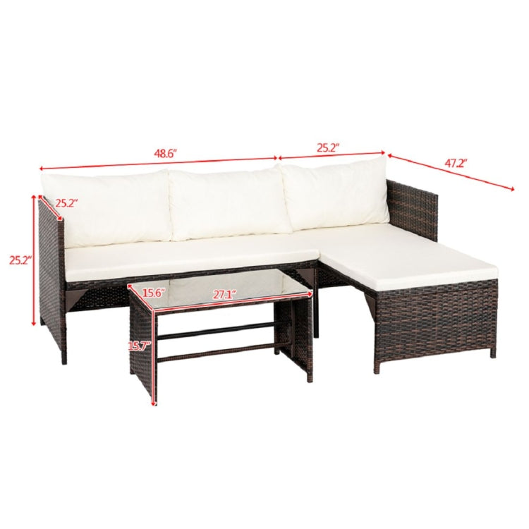 [US Warehouse] Double Seat + Chaise Seat + Tea Table Combination Sofa
