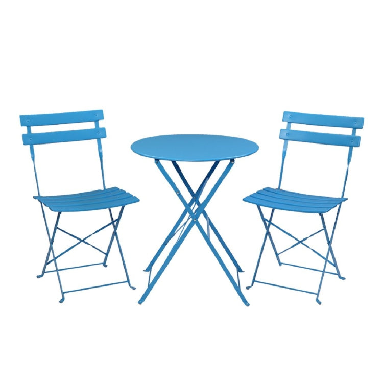 [US Warehouse] 3 in 1 Wrought Iron Folding , 2 Chairs + 1 Table