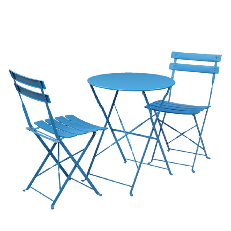 [US Warehouse] 3 in 1 Wrought Iron Folding , 2 Chairs + 1 Table