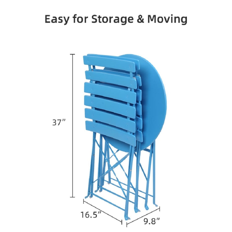 [US Warehouse] 3 in 1 Wrought Iron Folding , 2 Chairs + 1 Table