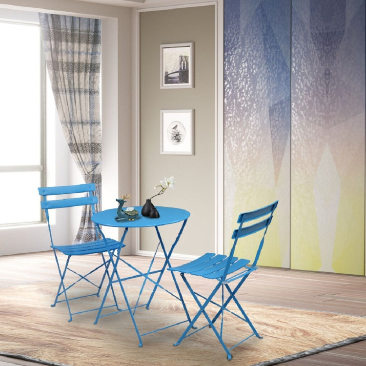 [US Warehouse] 3 in 1 Wrought Iron Folding , 2 Chairs + 1 Table