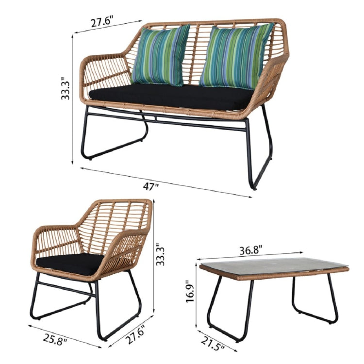 [UK Warehouse] 4 in 1 Baby Chair Woven Rattan Table And Chair