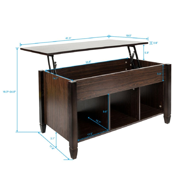 [US Warehouse] Solid Wood Foot Lift Table with Compartment Storage Cabinet, Size: 104.5x49.5x49-62.5cm